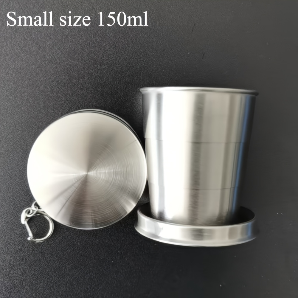 E-shop 1 Stück Robuster Faltbarer Edelstahl Wasserbecher, Geeignet für Reisen und Outdoor-Wandern, Ideal für Wasser und Alkohol