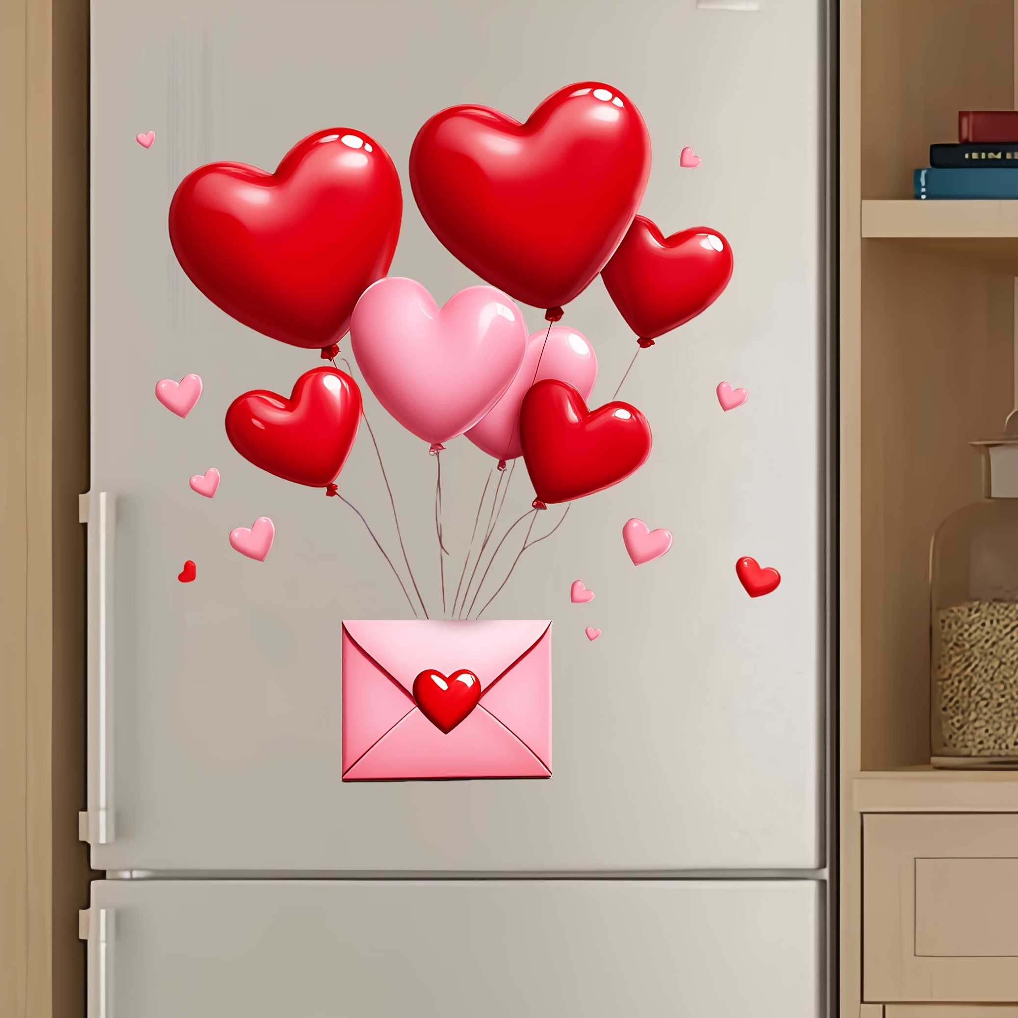 TEMU A Heart-shaped Balloon Decoration Static Cling For Valentine's Day,, And, Reusable And Adhesive-free Window Stickers, Decor For Living Rooms, Bedrooms, And Refrigerator Doors