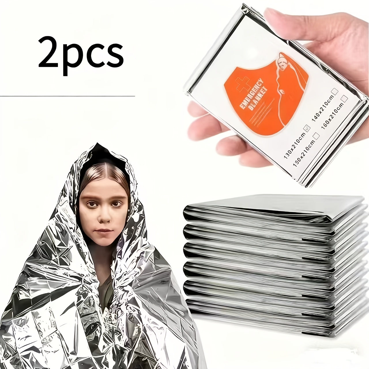TEMU 2pcs/4pcs Emergency Thermal Blanket - Made From Pet Material, Suitable For , Hand Washed, Plain Weave - Space-saving Survival Gear, Ideal For