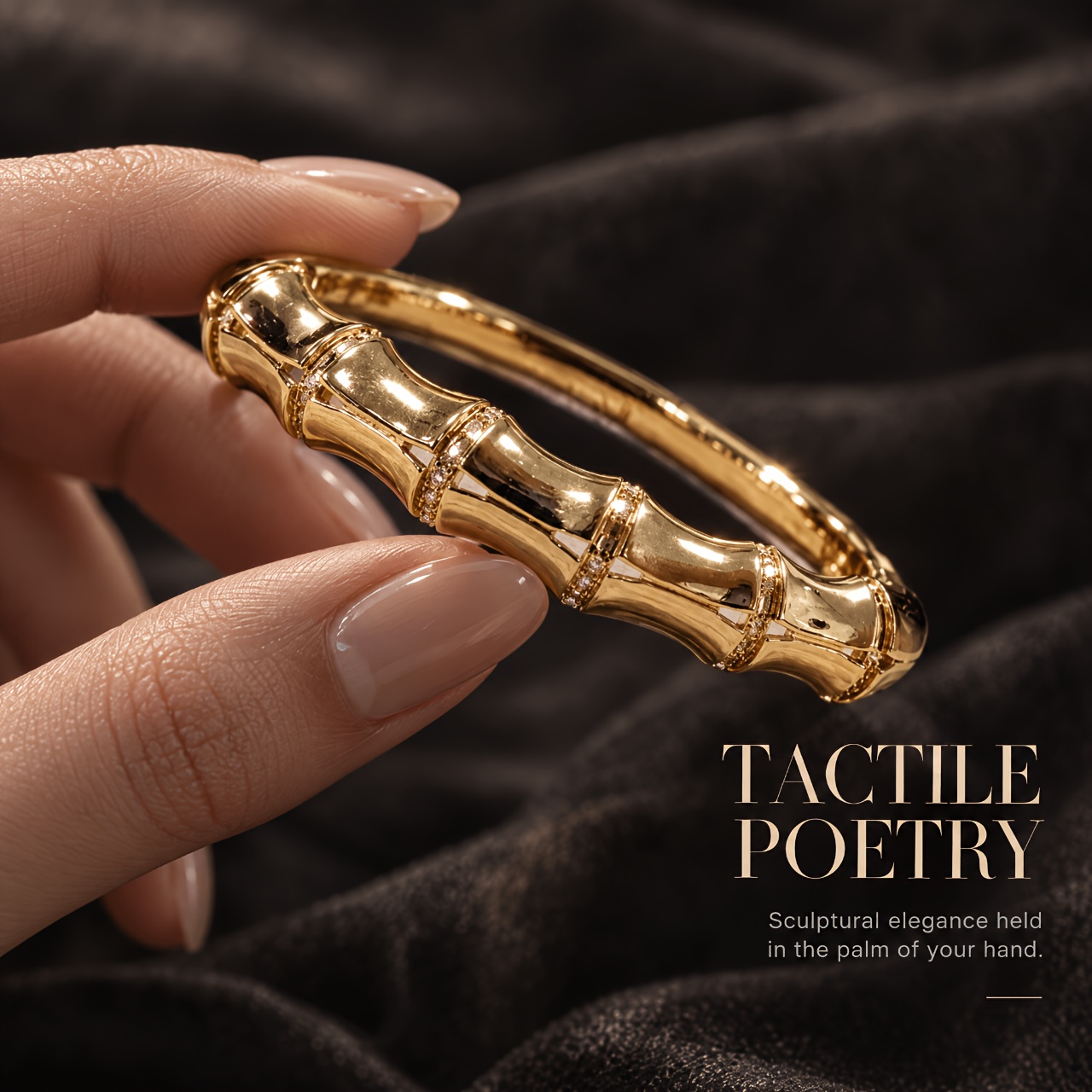 Nickel-Free Hypoallergenic Bamboo Joint Synthetic Zirconia Open Bangle