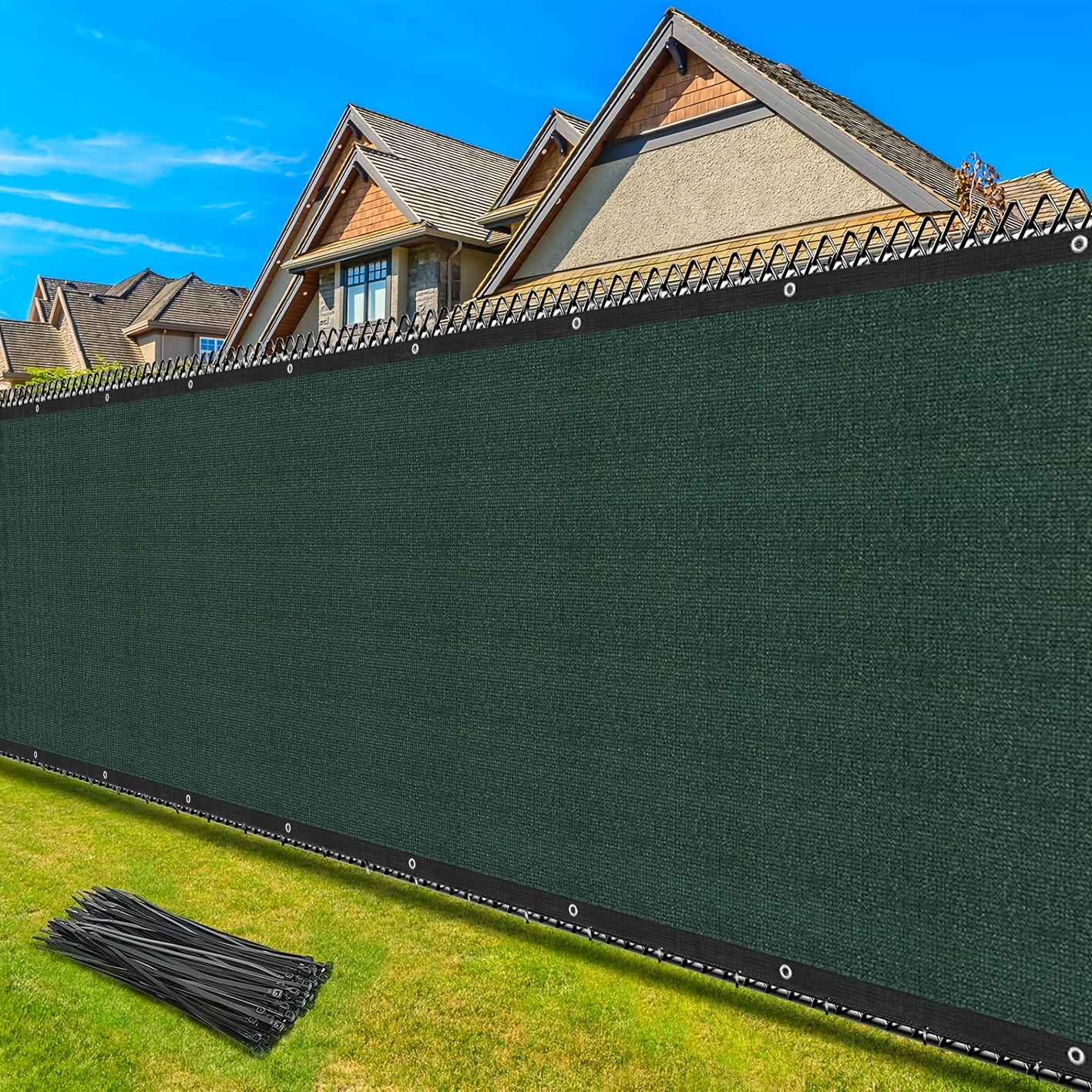 Image of [2d Flat] Privacy Fence, 1.82m X 15.24m, Uv Protection, Windproof Hdpe, Hole 1ft/0.