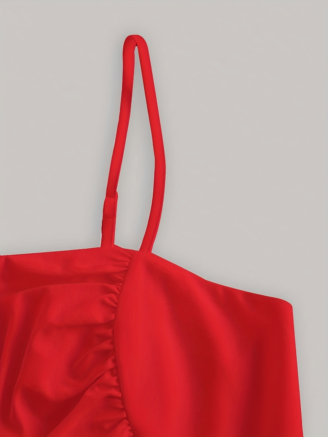 womens red ruched halter neck maxi dress flowy sleeveless Temu