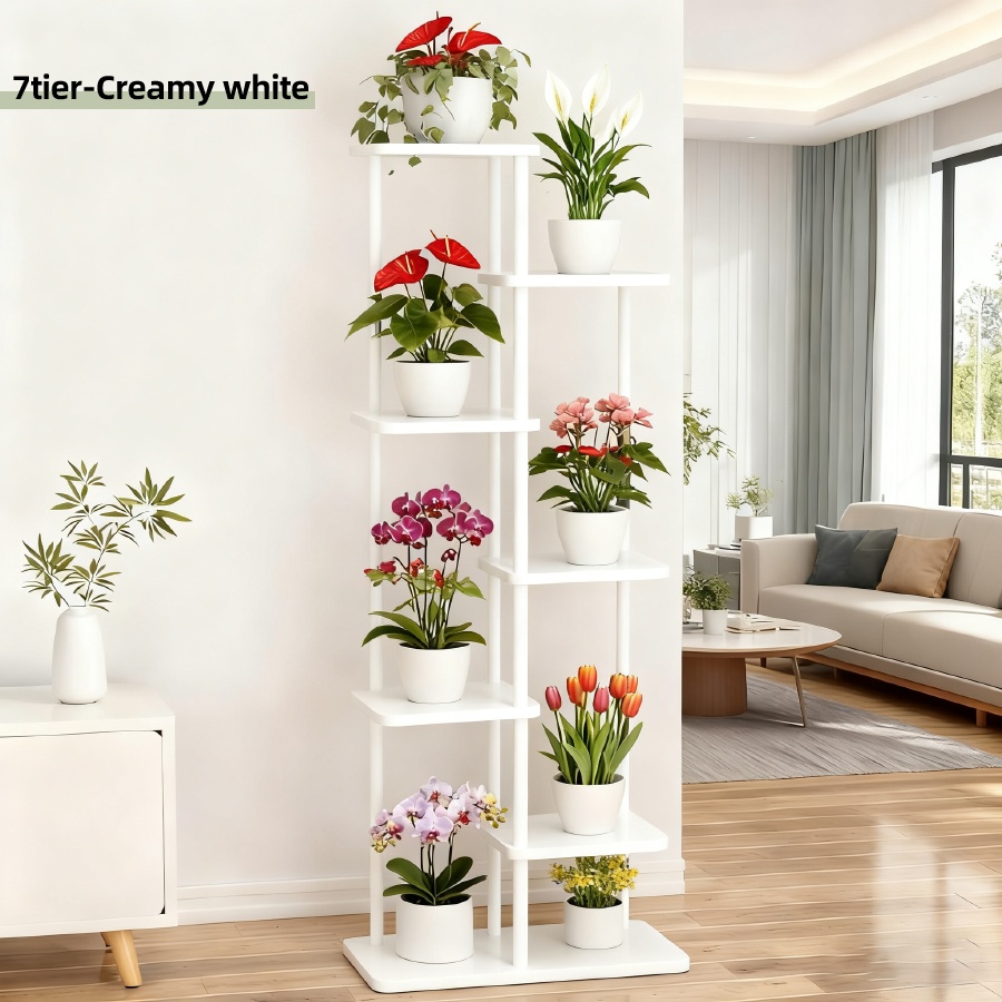 Image of 7-tier Flower Stand, Stylish Indoor And Outdoor Wrought , Space- Rack, Durable Potted Plant Stand, Green Succulent Plants Suitable For Balcony, Living Room, Courtyard Decoration, Easy To Assemble