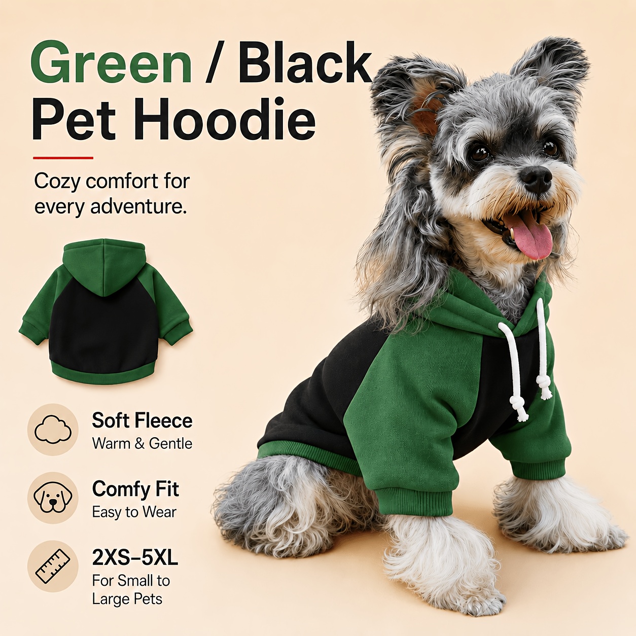 comfortable elastic band hooded casual pet top windproof and cold resistant apparel for small medium and large dogs suitable for home and dog walking   breathable and machine washable puppy clothes with     Product details 1