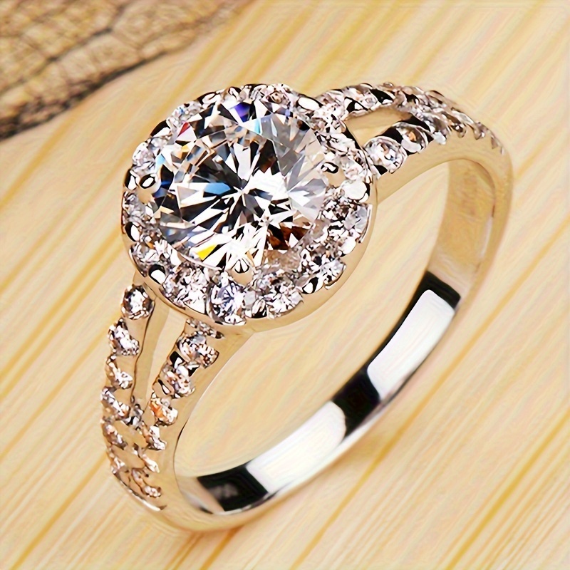 

Luxurious 2 Carat Engagement Ring - Synthetic , Silver Plated, Wedding Or Anniversary - Blingy And Fashionable