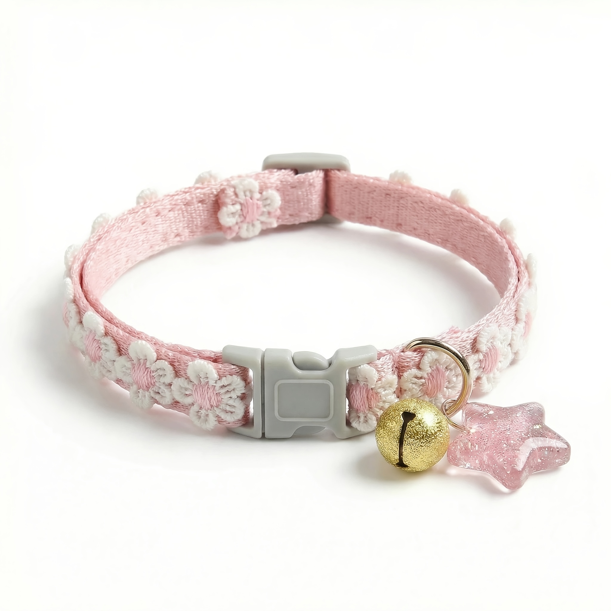 TEMU 1 Collier Ajustable pour Animaux avec Ornements Étoiles et Clochettes, Adapté aux Chats et Petits Chiens avec Décorations Florales