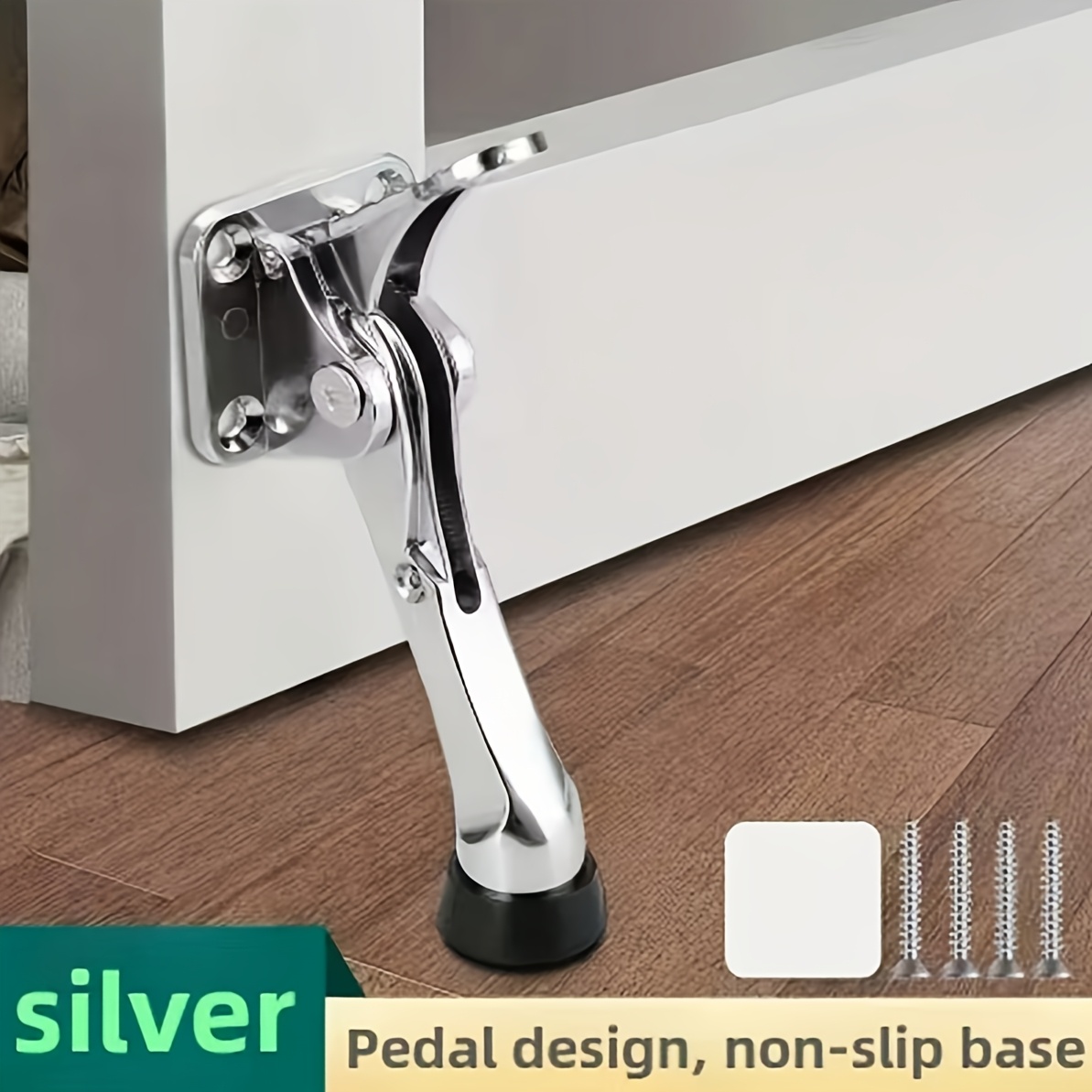 Image of 1pc/2pcs Kick-proof Door Stoppersuitable For Door Bottom, Heavy-duty Design For Indoor/outdoor Commercial Use. Safety Door Wedge, Anti-pinch . In Silvery And Black.
