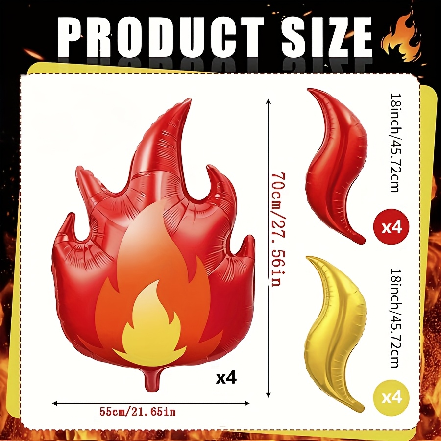 12pcs Firefighter Theme Party Balloons - 76.2cm Large And -themed Balloons, Birthday, Camping, And Bonfire Decorations - Festival Event Accessories | Dynamic Design | Firefighter Decoration