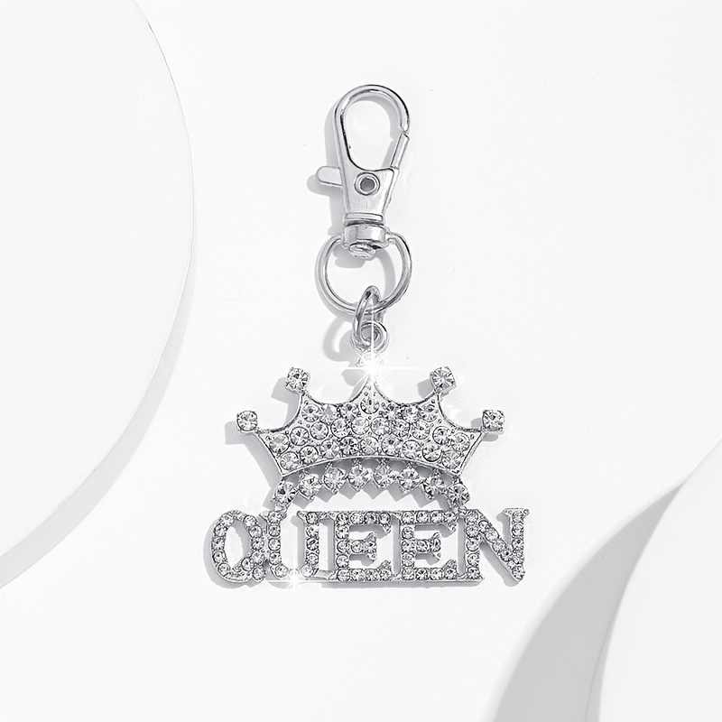 TEMU 1pc Of Fashionable Korean Exquisite Creative Versatile Crown Letter Keychain Bag Pendant Additions, Suitable For Men And Women Couples Car Key