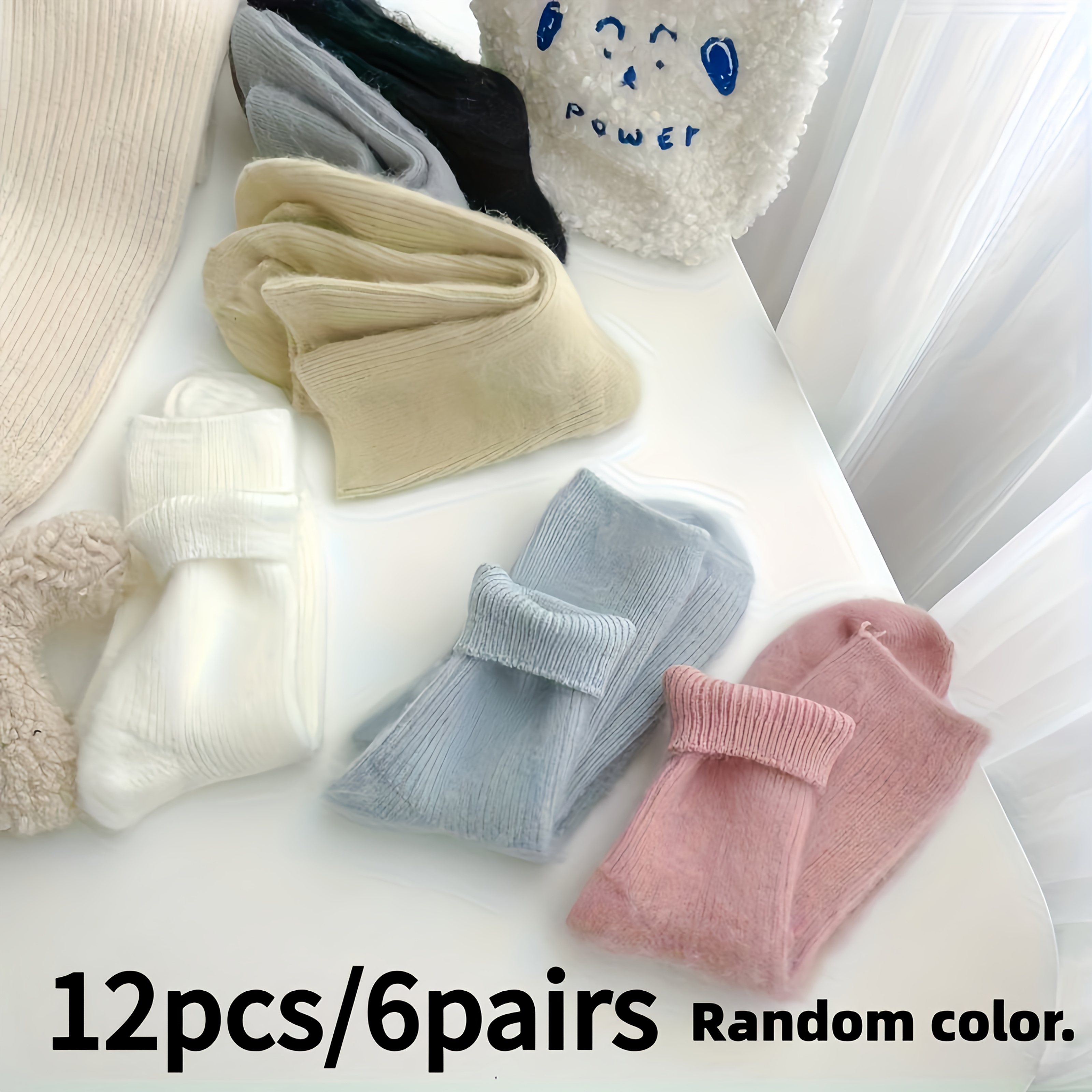 TEMU 6 Pairs Random Colors, Cashmere Socks, Luxurious , Suitable For . Soft And Comfortable Cashmere Sleep Socks, Ideal For Pregnancy And Postpartum