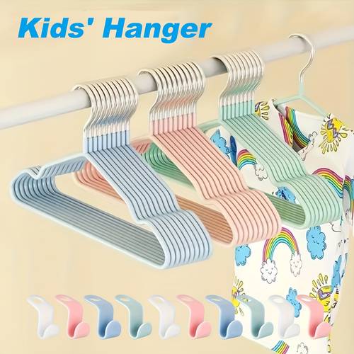 conjunto de 20/40 cabides para bebê com ganchos de armazenamento de cor , cabides de metal duráveis para roupas infantis com revestimento antiderrapante, organizador de armário de quarto de bebê para de