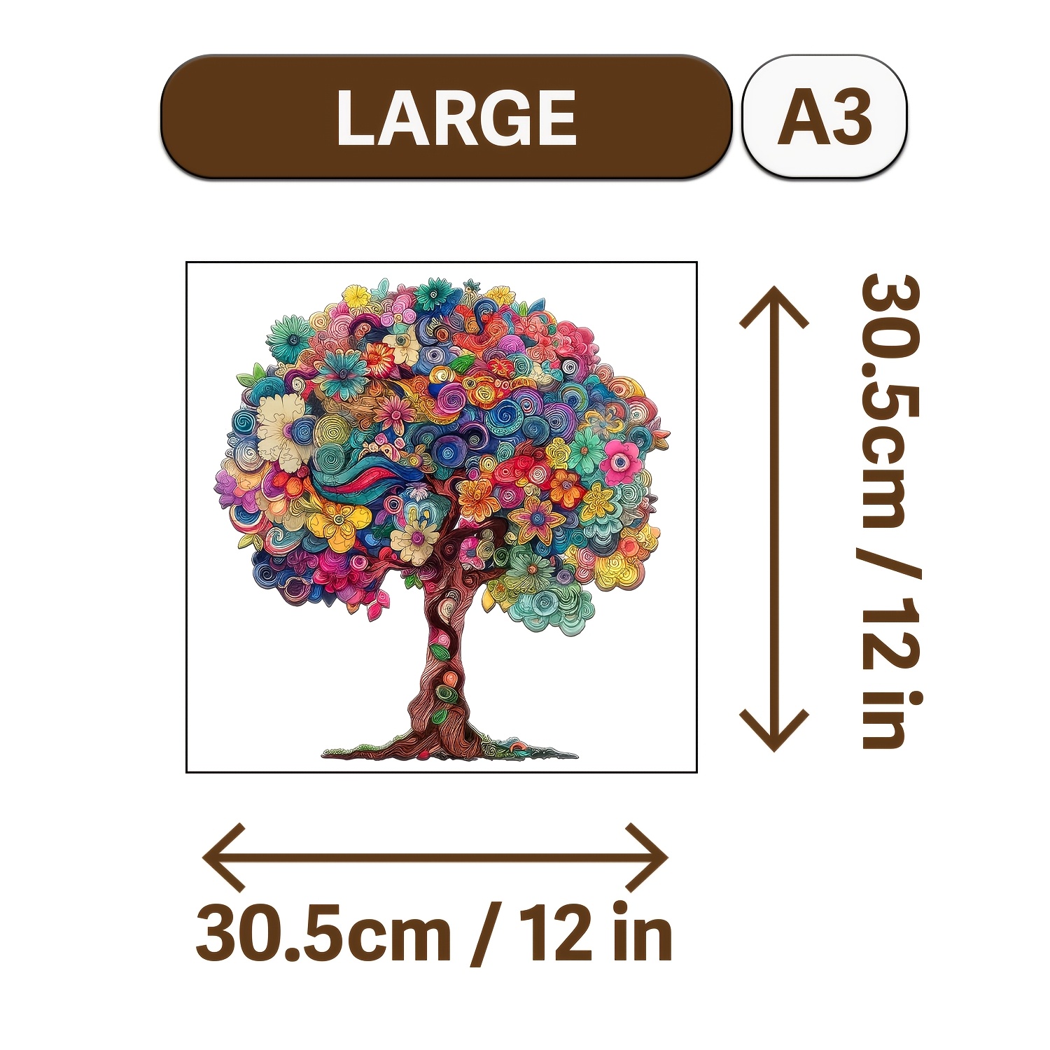Image of Flower And Tree Wooden Jigsaw Puzzle - Exquisite Wooden Decorative Art - Beautiful Paper Box Packaging - Toy Suitable For Children Ages 3 And Up - Christmas And Halloween Gift