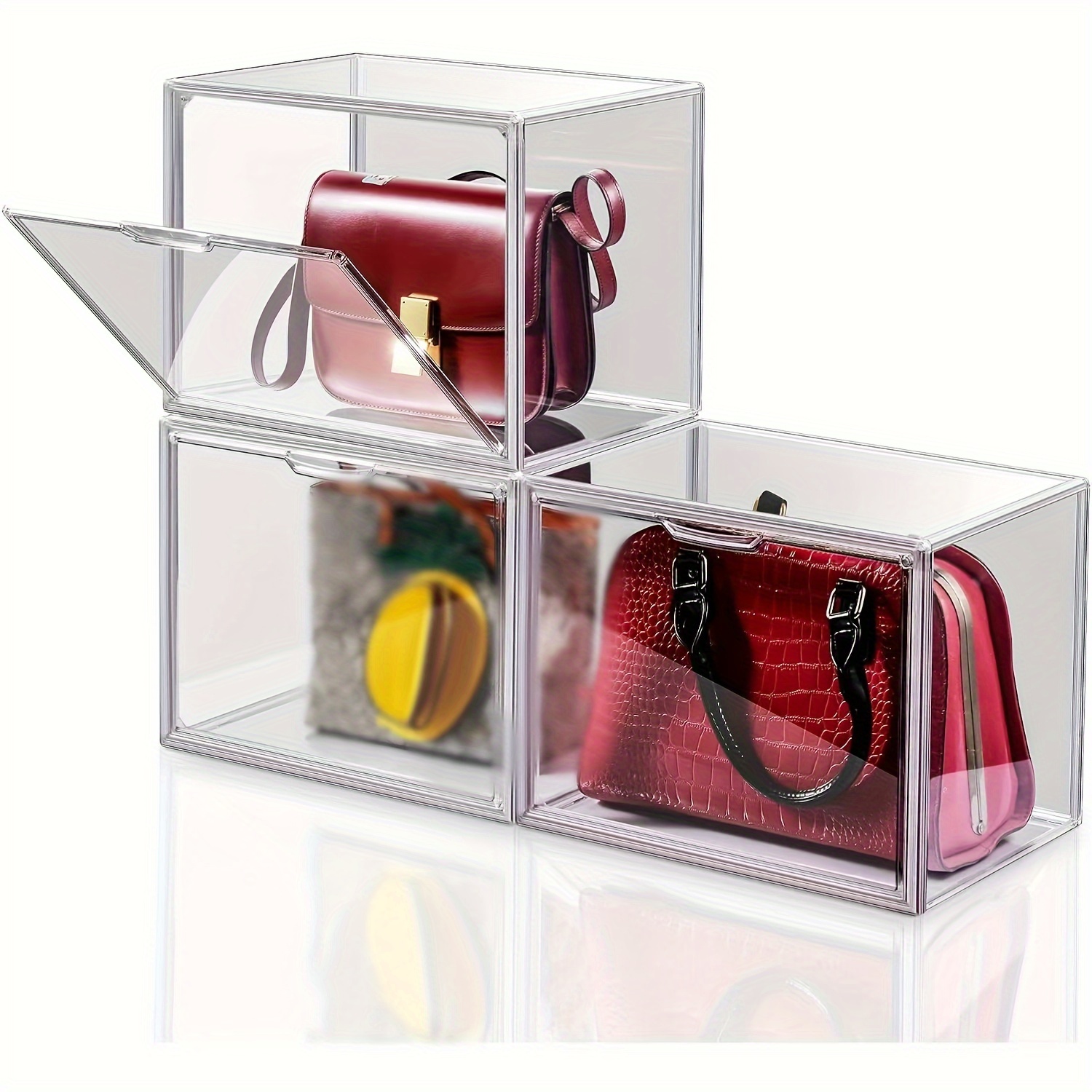 Bag Storage Box, Anti-squeeze Transparent Bag Organizer Box, Household Bag  Organization And Storage Container For Display Cabinet, Bedroom Supplies -  Temu Oman