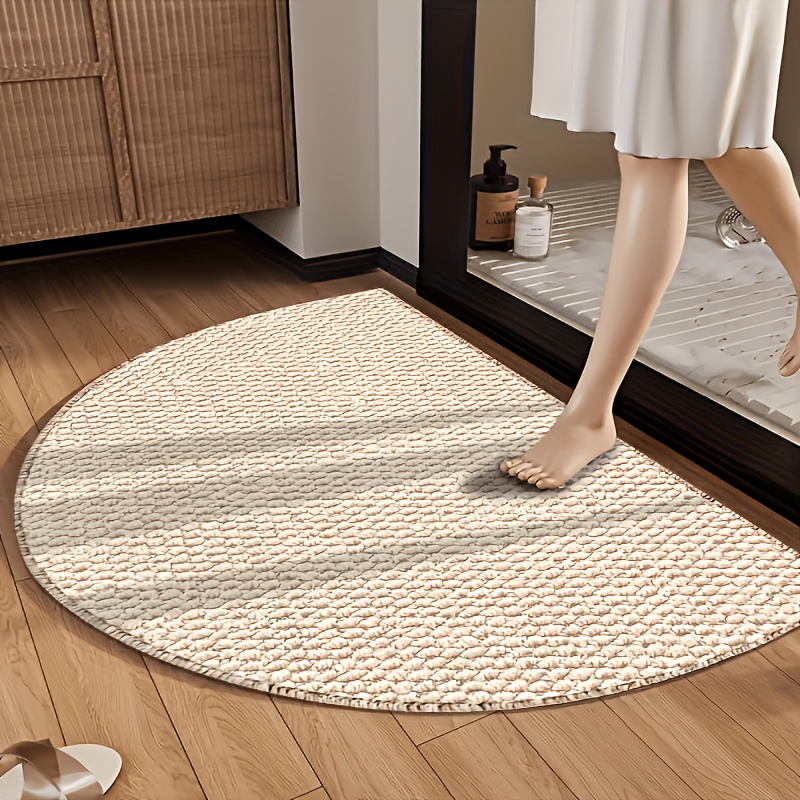 TEMU A Plush Faux Sisal Non-slip Mat With A Semi-circular Fashionable Design, Wear-resistant, Durable, And Thick. Suitable For , , And Bathrooms