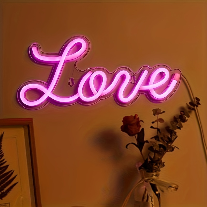 

Led Neon Love Letter Usb Powered Neon Signs Night Light 3d Wall Art & Game Room Bedroom Party Decor Lamp Signs