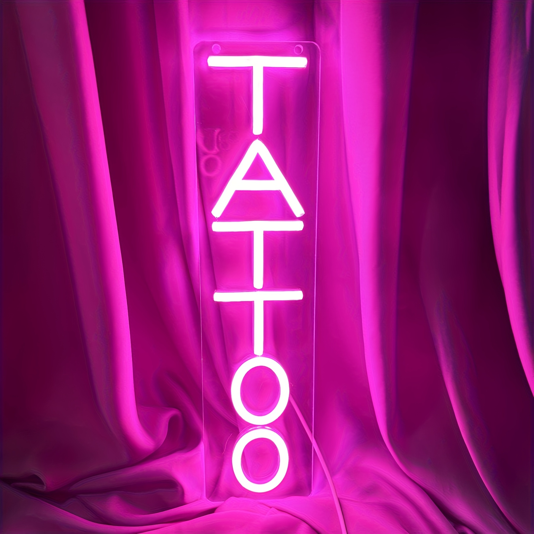 Image of Tattoo Neon Sign Led Light Wall Decoration Gift Night Lamp, Usb Powered Dimmable Retangle Led Sign With Time Remote For Salon Party, 15"x3.7"