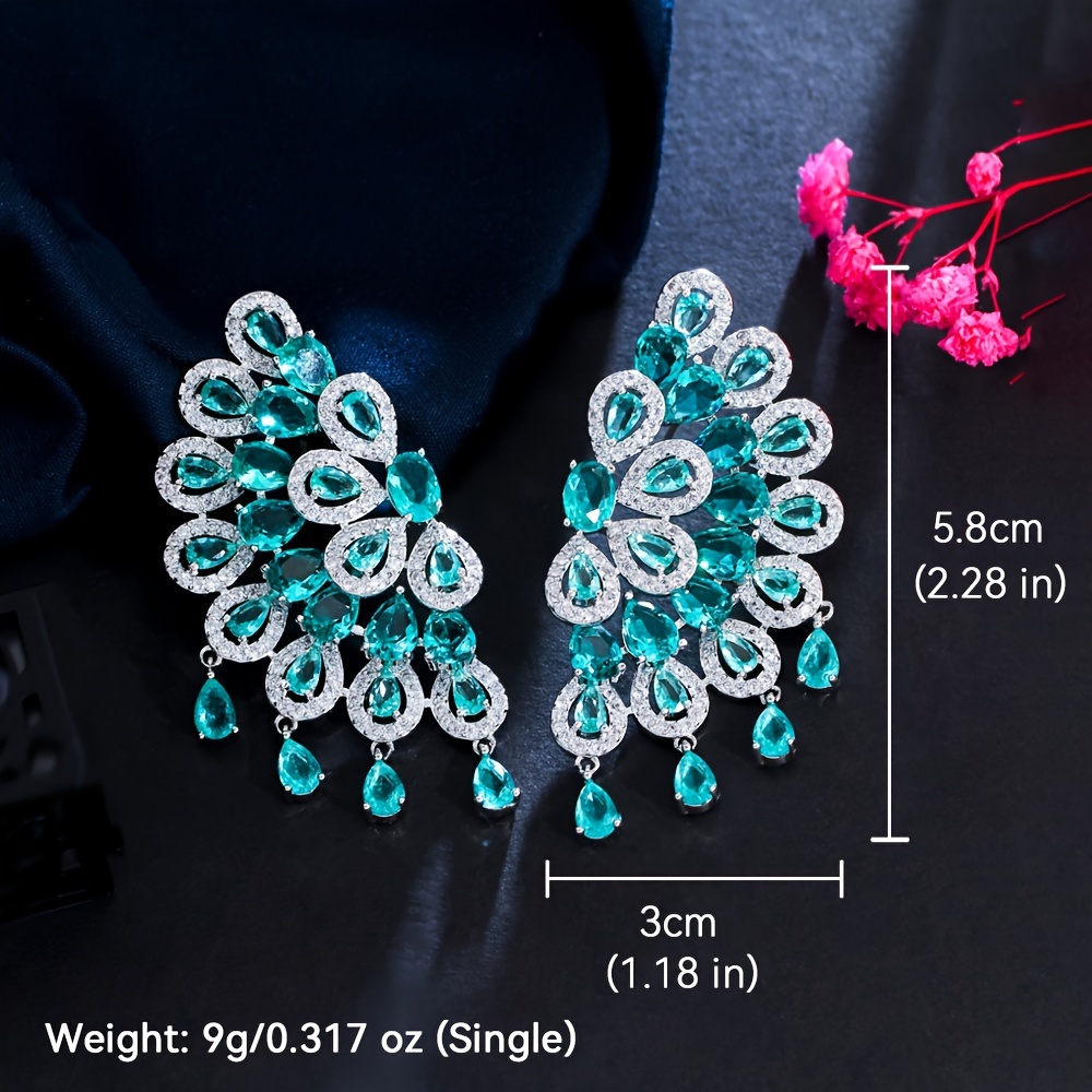 Large Symmetrical Water Drop Zirconia Wedding Party Earrings