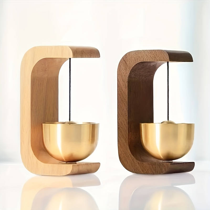 

1 Pc Of Brass Solid Wood Dopamine Doorbell Fridge Magnet Accessories Handicrafts Gift Bells Wind Chimes Home Decorations