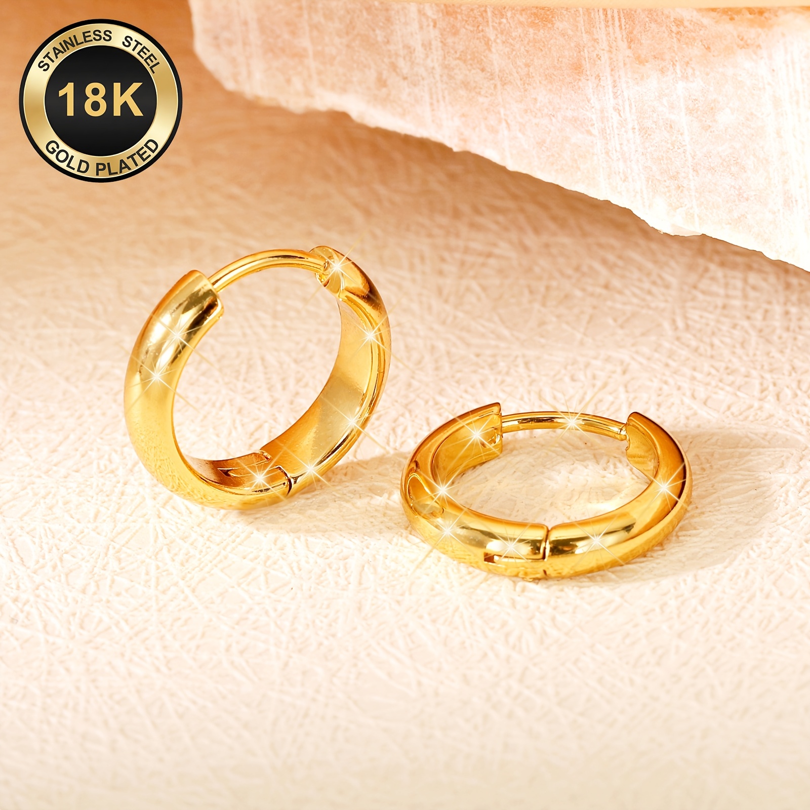 High Quality Stainless Steel Women's Hoop Earrings 14Mm 18K