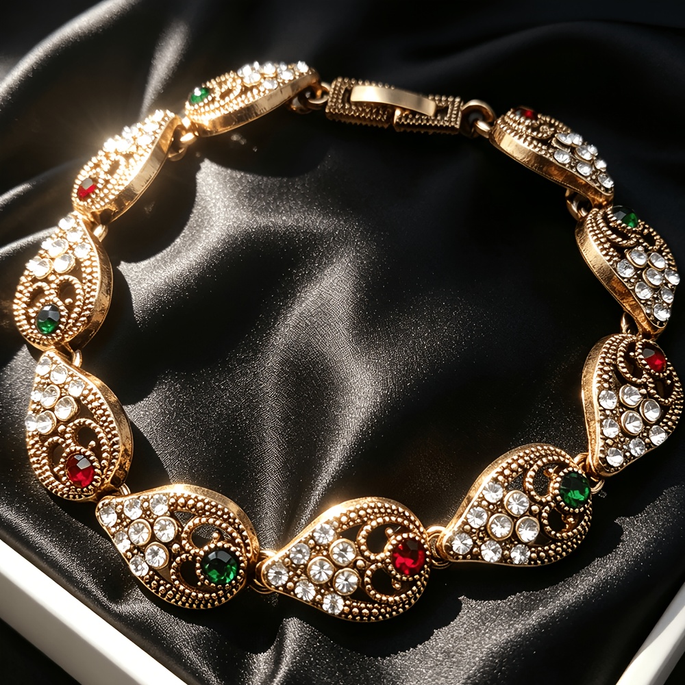 TEMU 1pc 1pcs Bohemian Plated Bracelet Suitable For , Synthetic Inlay Retro Gift For Teachers, Back-to-school, Parties, Travel - Daily Wear Accessory