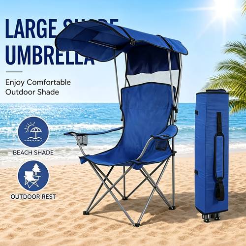 item picture portable folding camping chair with sun shade chair durable 600d oxford fabric ideal for camping fishing and outdoor sports