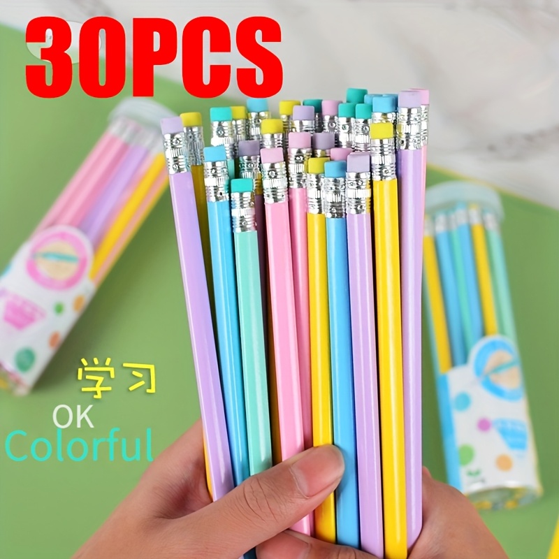 30-pack Mixed Writing Pencils, Hb Pencils, Macaron Wooden Pencils, Jelly Pencils, Back-to-school Supplies