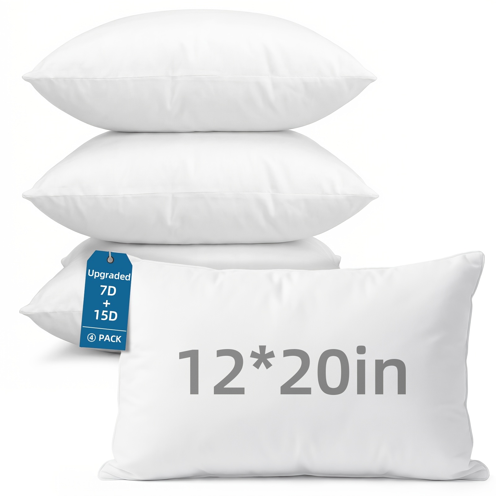 TEMU Tomnk Outdoor Patio Throw Pillow Inserts, Set Of 4, Waterproof, Polyester Fiber Filling, Soft & Durable, , Machine Washable, Rectangle Pillows