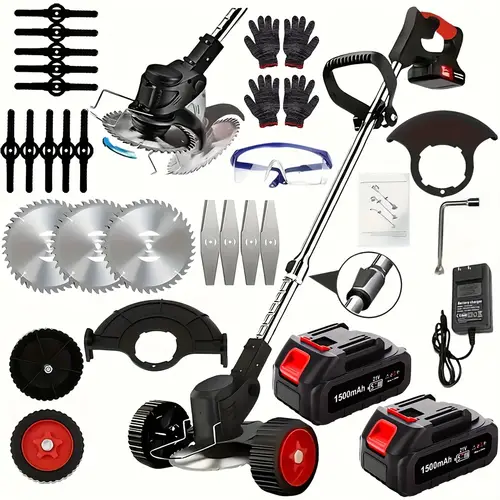 portable home cordless electric lawn mower yard weeder cordless lawn mower with 3 models of blades and two high capacity lithium ion batteries lots of gifts suitable for lawn yard for father husband fathers day gift