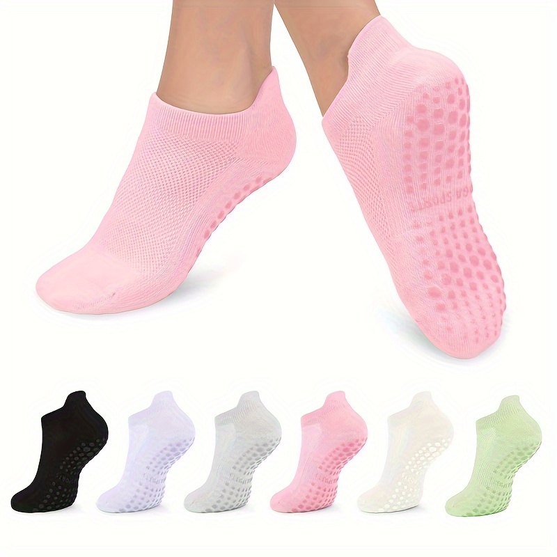

6 Pairs Grip Pilates Socks For Women, Non-slip Yoga Athletic Socks For Barre Ballet Barefoot Workout