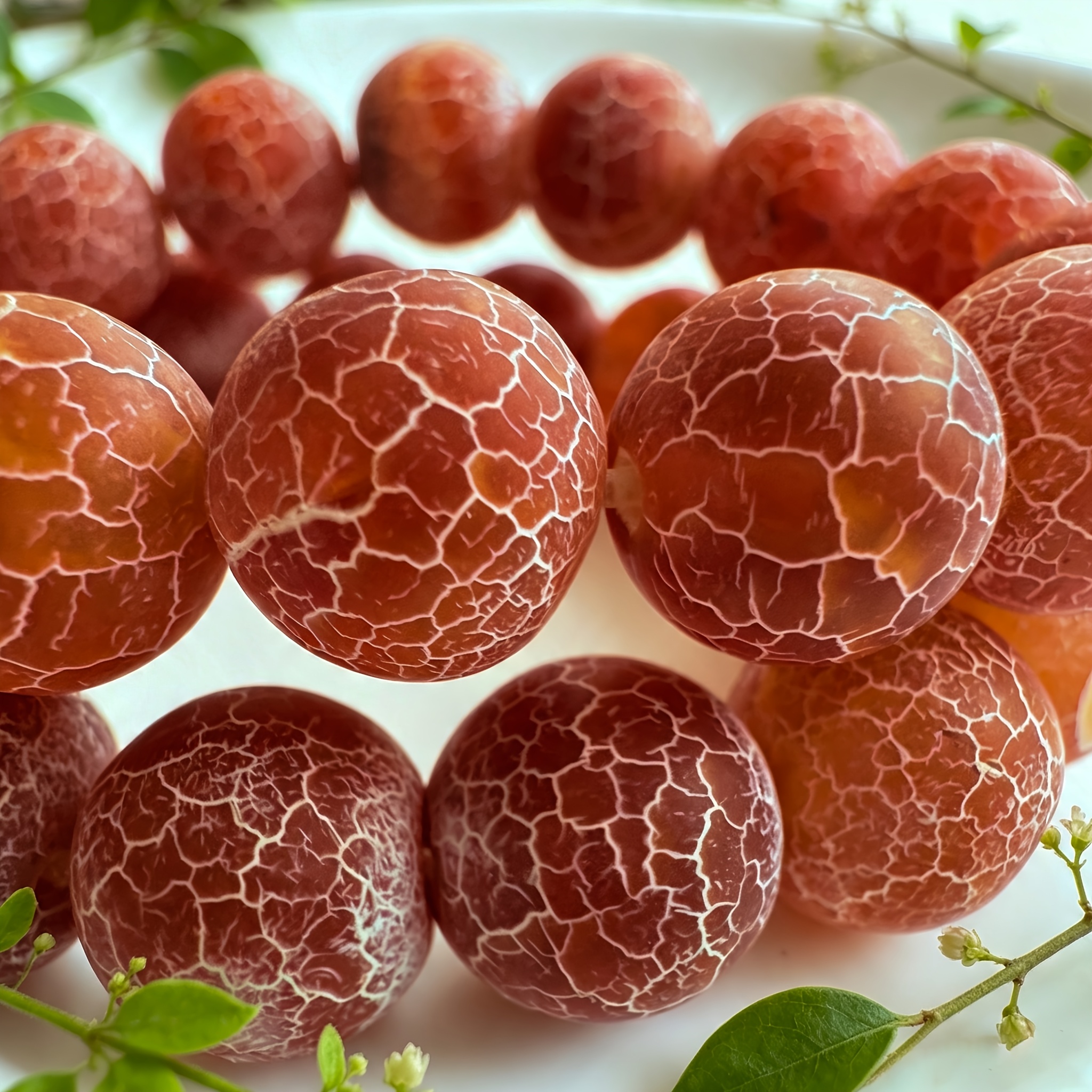 Approx. 18pcs Spherical Shape Agate Beads for Christmas