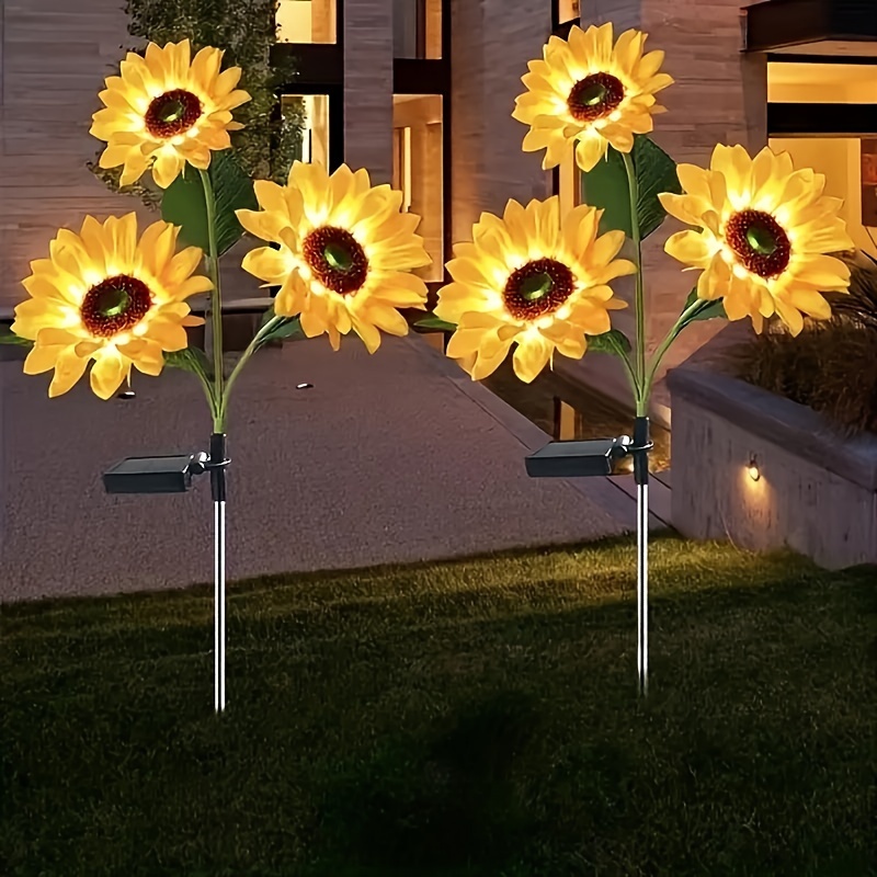 

2pack Solar Outdoor Lights Garden Decoration, Upgraded , With 6 Realistic Sunflower Lights, Waterproof Outdoor Solar Lights, For Patio Yard Garden Decoration, All Night Bright