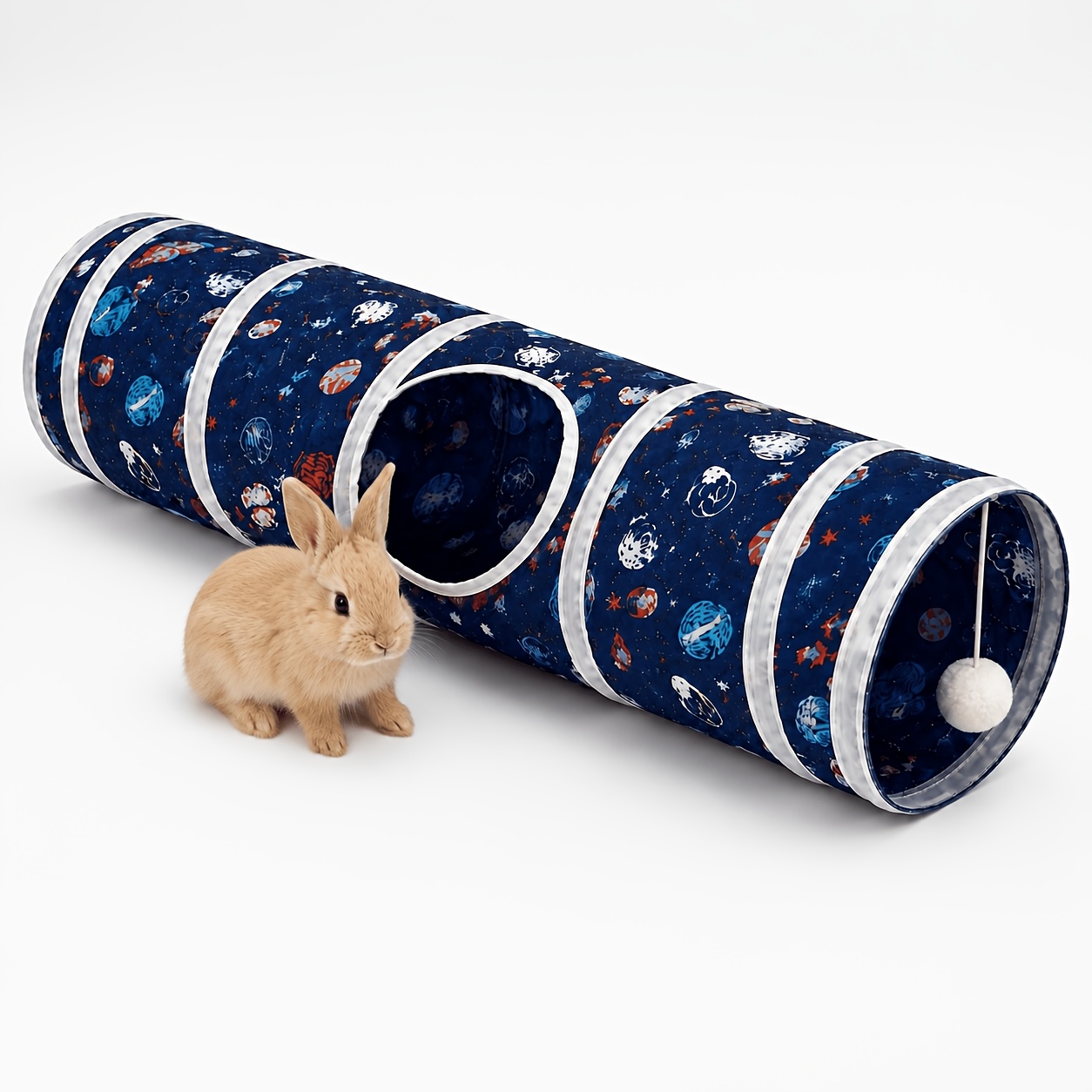 TEMU Collapsible Small Pet Tunnel With Side Peek Hole And Hanging Ball, Exercise Play Tube For Rabbits, Guinea Pigs, , And Kittens