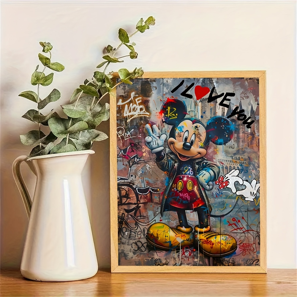 1pc unframed   canvas art print vibrant graffiti style wall decor with i love you text abstract cartoon design for   or bedroom no frame needed   room decor