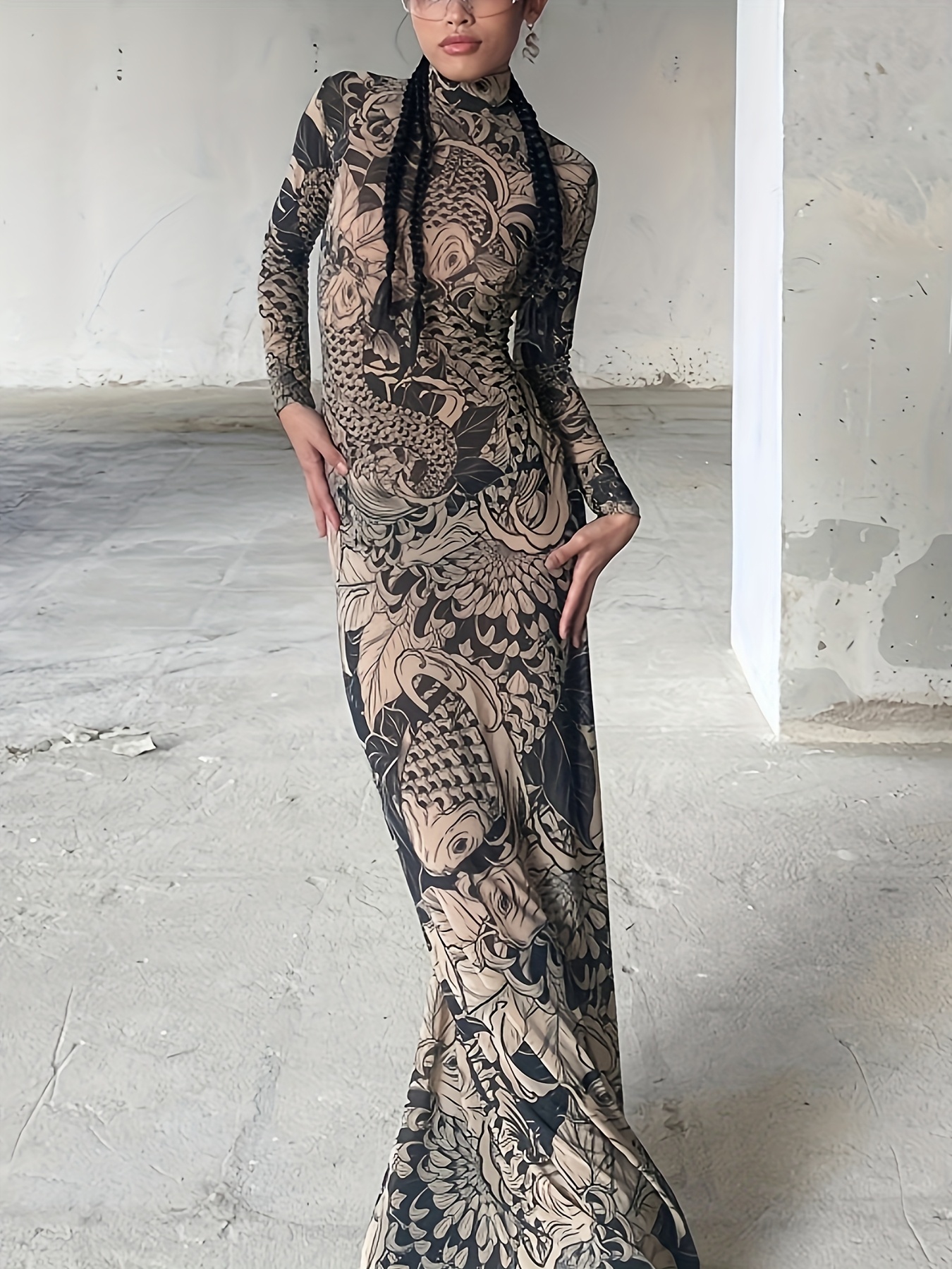 long sleeve turtleneck lace dress RABANNE in Ivory Hips 35.83 Lurevin Black Turtleneck Lace Mini