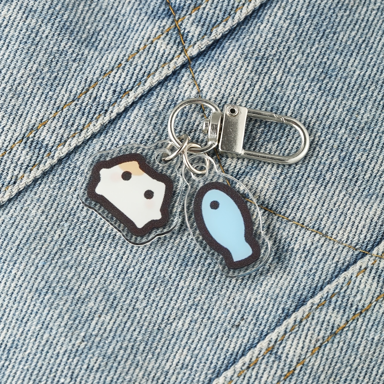 TEMU Plat 2D, Plan 2D [Plan 2D] Porte-clés Chat et Poisson en Acrylique | Pendentif pour Sac à Dos, Cadeau pour Amis, en de , Plat 2D