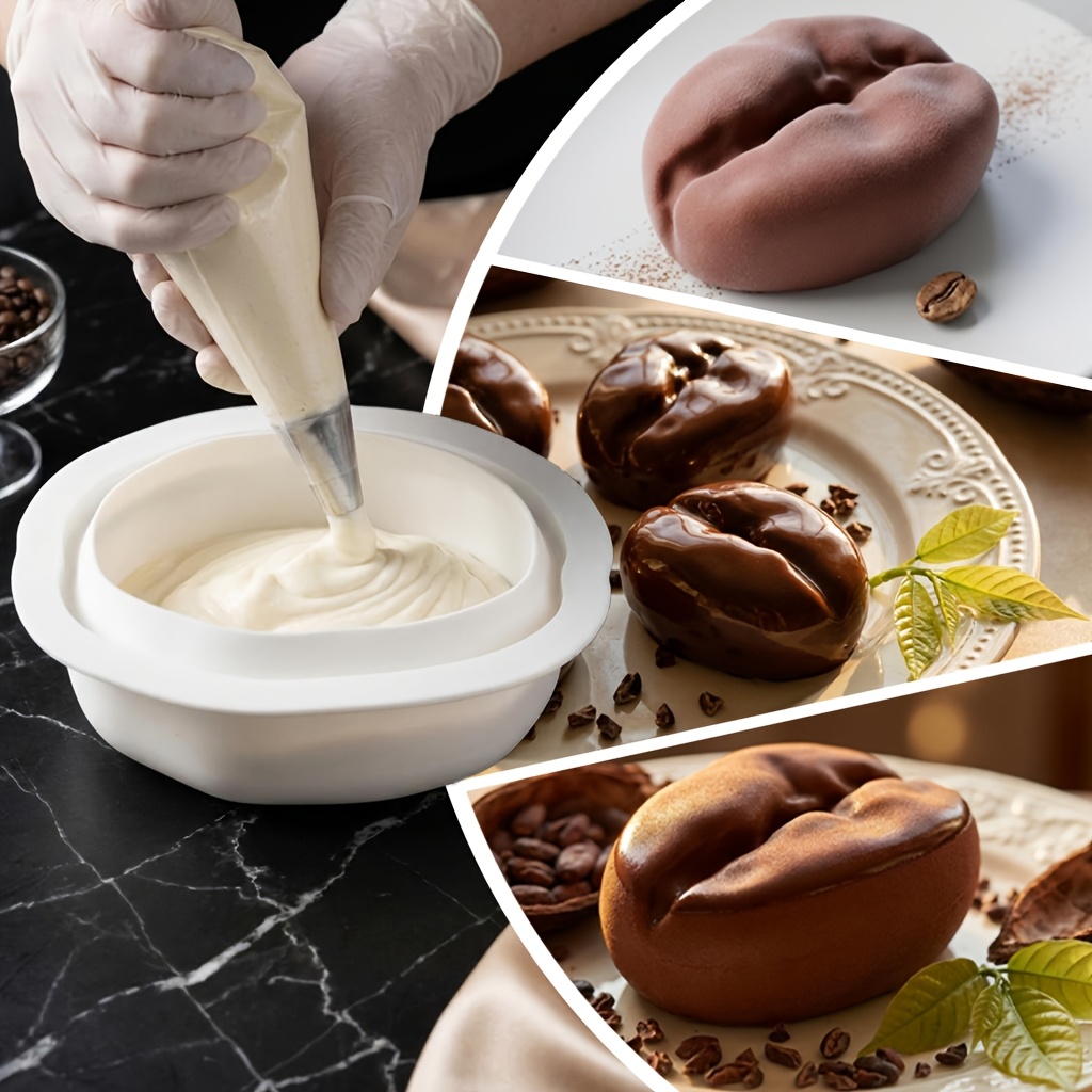 TEMU Stampo da 3D a forma di chicco di caff癡, realizzato in silicone alimentare con texture realistiche. Progettato appositamente per realizzare ,