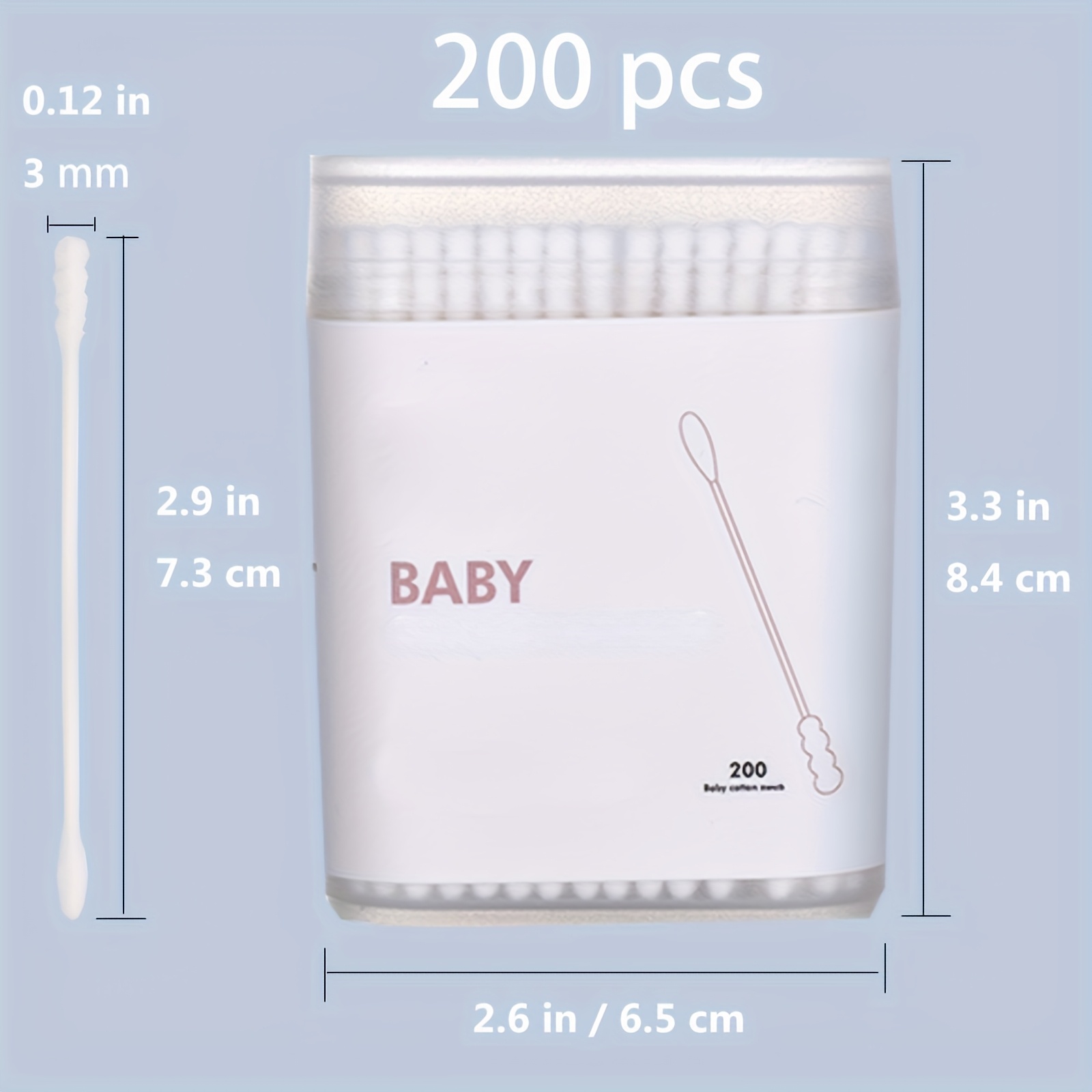 Image of 200pcs Double Ended Swabs Ultra Soft Tips Unscented Hypoallergenic Gentle For Ear Nose Daily Cleaning