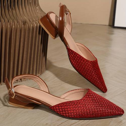 womens classic pointed toe block heel pumps shoes 1 06 inch low slingback heels slip on mules for women walking shopping summer casual dress shoes