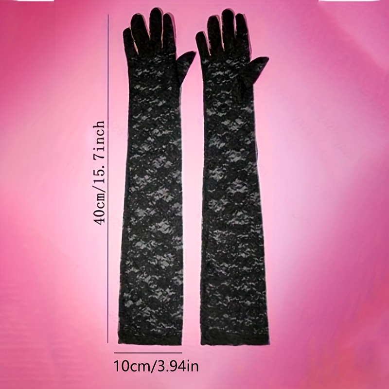 pair womens elegant black lace gloves polyester Temu Ireland