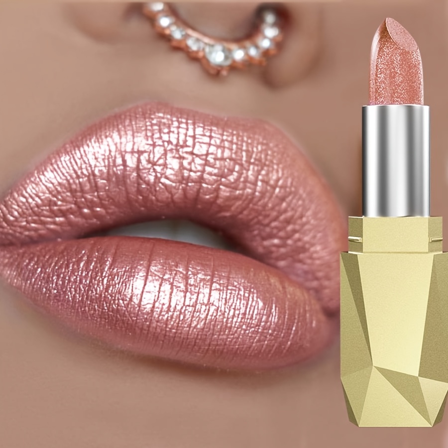 1pc Coral Pearlescent Lipstick - Waterproof, Long-Lasting Shimmer Lip Gloss, Non-Sticky Formula, Easy Application for All Skin Types