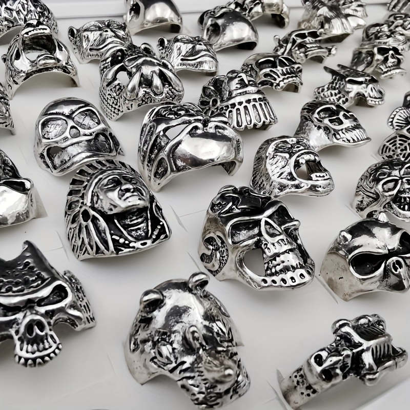 10pcs set skull   head claw ring set mixed style mixed color   details 0