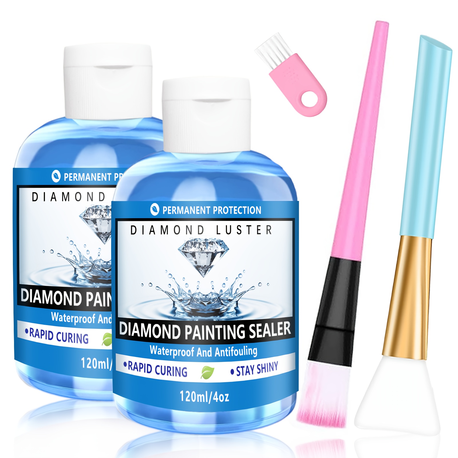 

Diamond Painting Sealant Set, 120ml/240ml, Pva Polyvinyl , Waterproof & Antifouling, Fast Curing, With Brush, Protective Accessory For Diamond Art & Jigsaw Puzzles