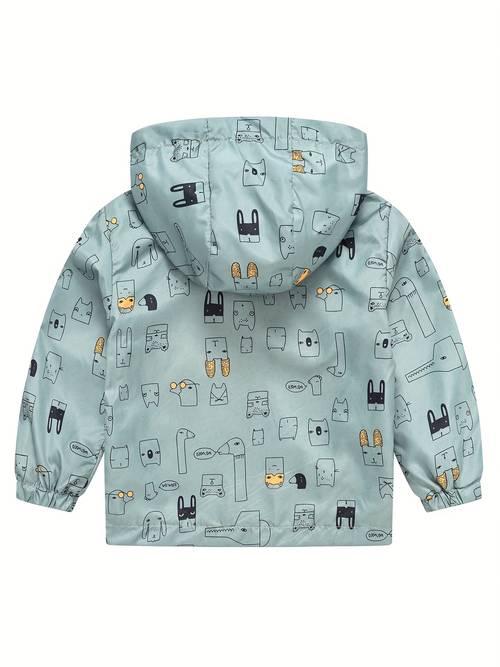 boys cartoon dinosaur animal print jacket coat casual with hood new style zipper shirt