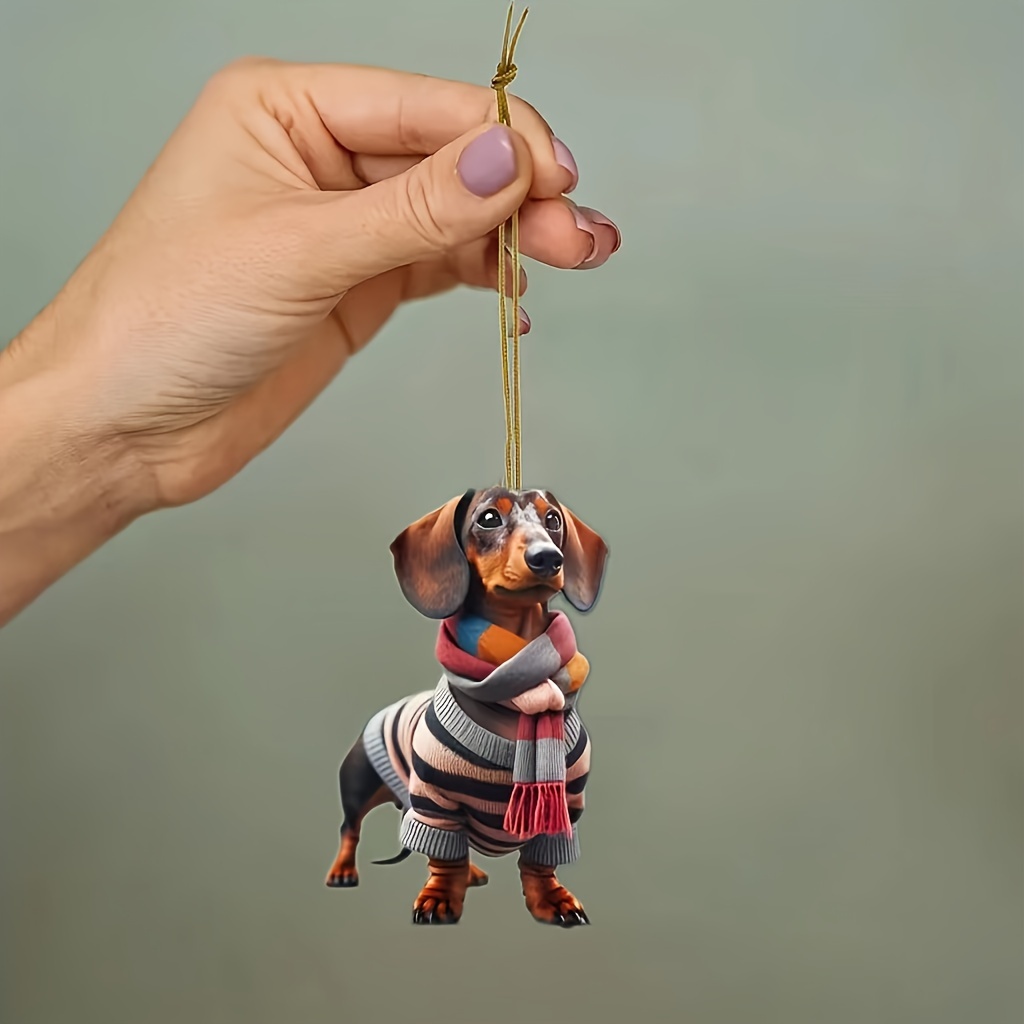 

Acrylic Dachshund Hanging Ornament, Loyal Sausage Dog Car Rearview Mirror Decor, Home Decoration Pendant With Keychain Feature - 1 Piece