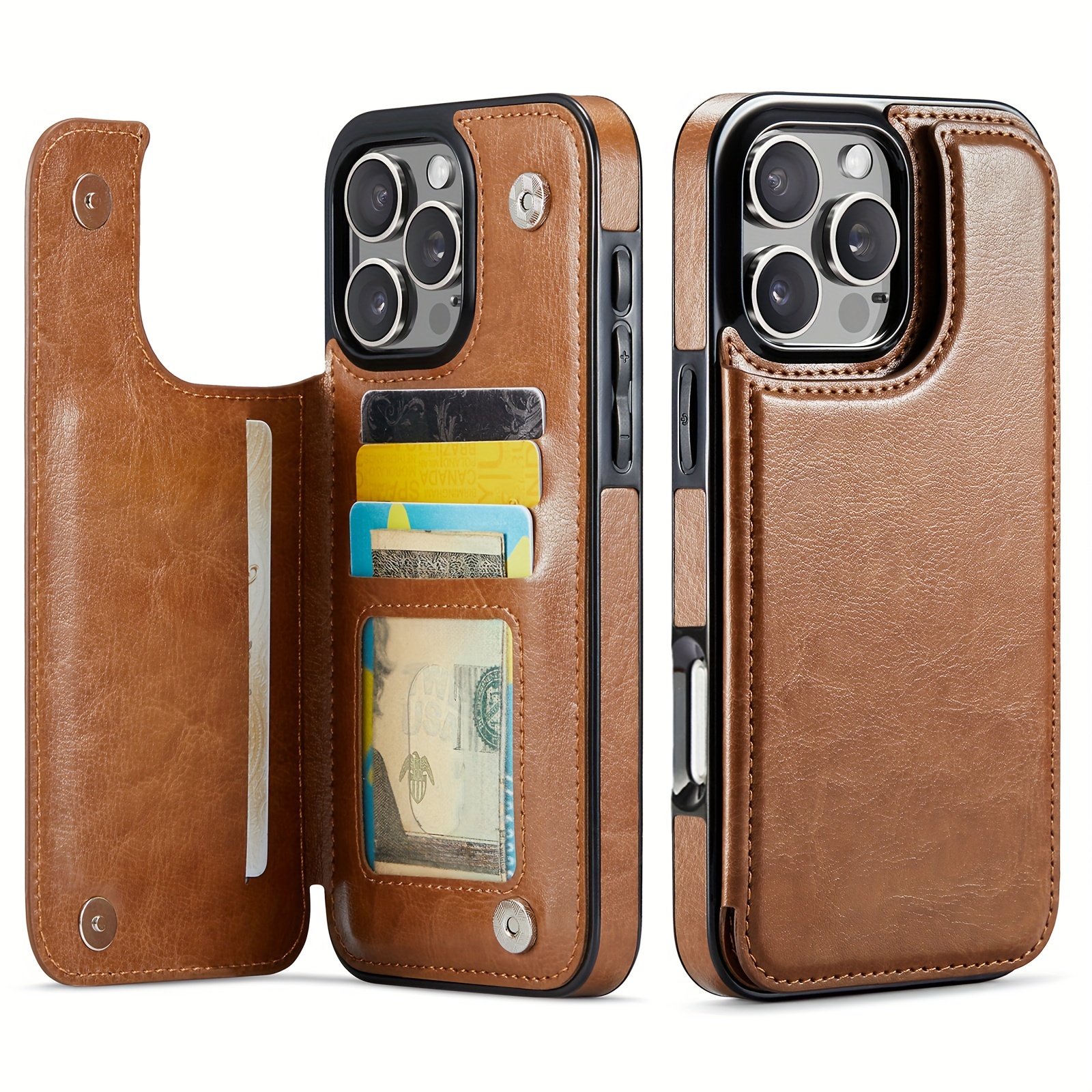 

Wallet Case With Card Holder For Pro , Card Slots Case, Double Magnetic Clasp And Shockproof Cover For Pro Max