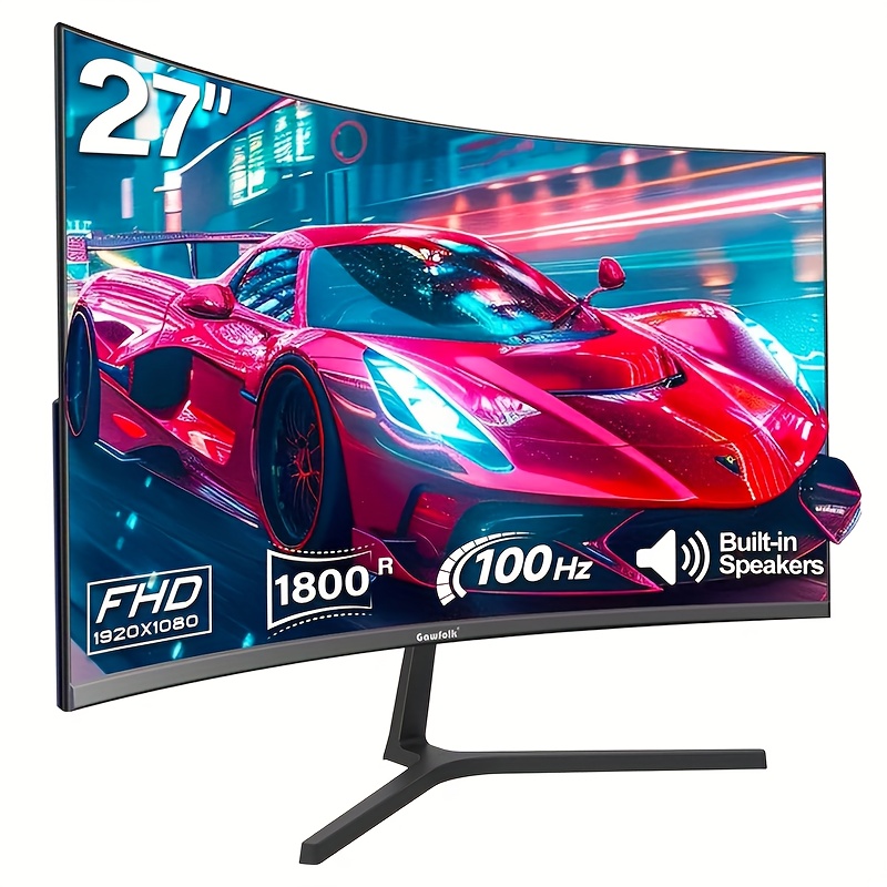 Image of Gawfolk 27-inch Monitor 100hz, Pc Screen, Borderless 1800r With Freesync And Eye Care Technology, Vesa Support