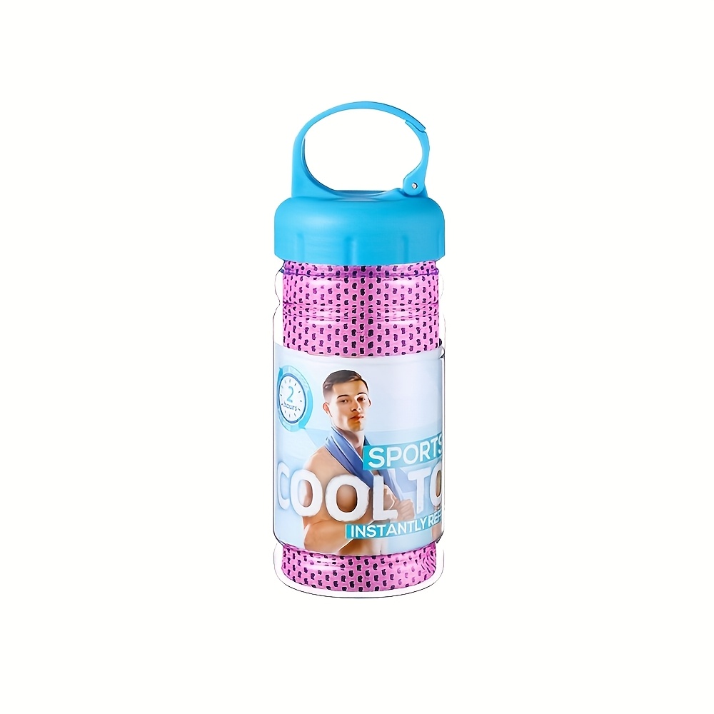 TEMU 1pc Quick Ice Towel, Absorbent Sweat Towel For Running, With Portable Storage Bottle, Outdoors Accessory For Fitness, Yoga, Outdoor Sports