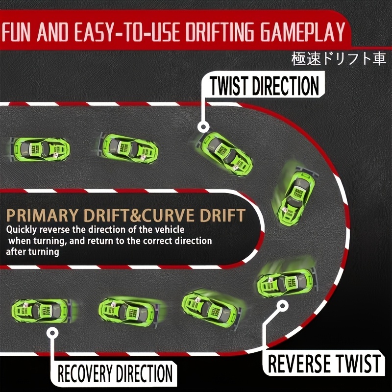 1:16 Scale 4WD RC Racing Drift Car - 2.4GHz High-Speed 30km/h Remote Control Car with LED Lights, USB Rechargeable LiPo Battery & RTR Design - Outdoor Toy Car for Adults, Boys, Girls (Red/Green/Black), Sporty Appearance, Durable Build