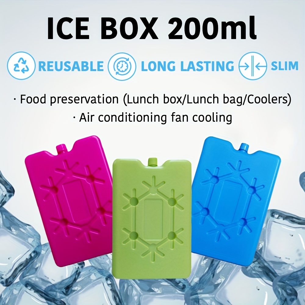 

Reusable Packs For Lunch Bags And Coolers - Pe Material, Long Lasting, 200ml Freezer Packs For Lunch Boxes, Work, School, Picnic, Camping - Set Of 3