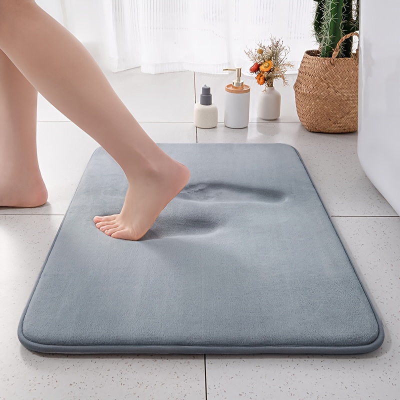 

1pc Memory Foam Bath Mat - Quick-dry, Non-slip, Machine Washable In Light Gray - Ideal For Bathroom, Kitchen, Laundry Room, Bedroom - Cozy & Decor Rug, Bathroom Mat